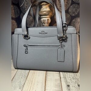 NWOT COACH Pebbled Leather Satchel in Light Gray 🩶